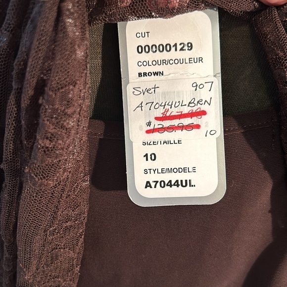 Svetlana size 10 brown polyester and lace long sleeve blouse with detached cami - Picture 8 of 17
